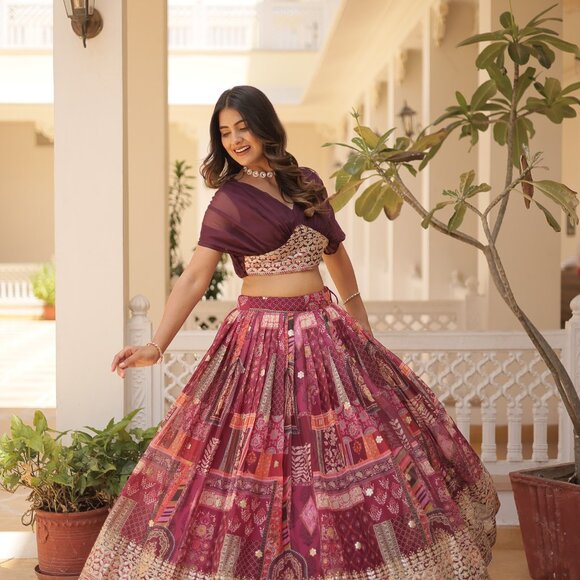 RUSSIAN SILK LEHENGA CHOLI - Picture 3 of 16